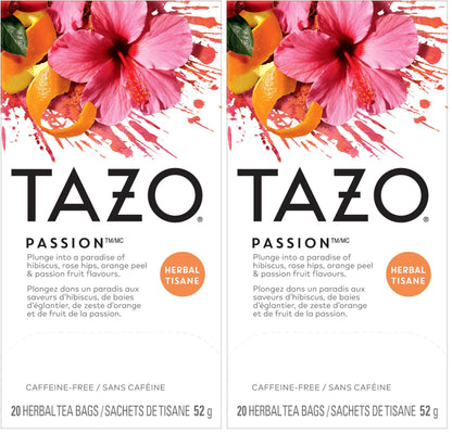 TAZO Passion Herbal Tea Bags – Caffeine-Free Family Friendly Herbal Drink for Kids and Parents
