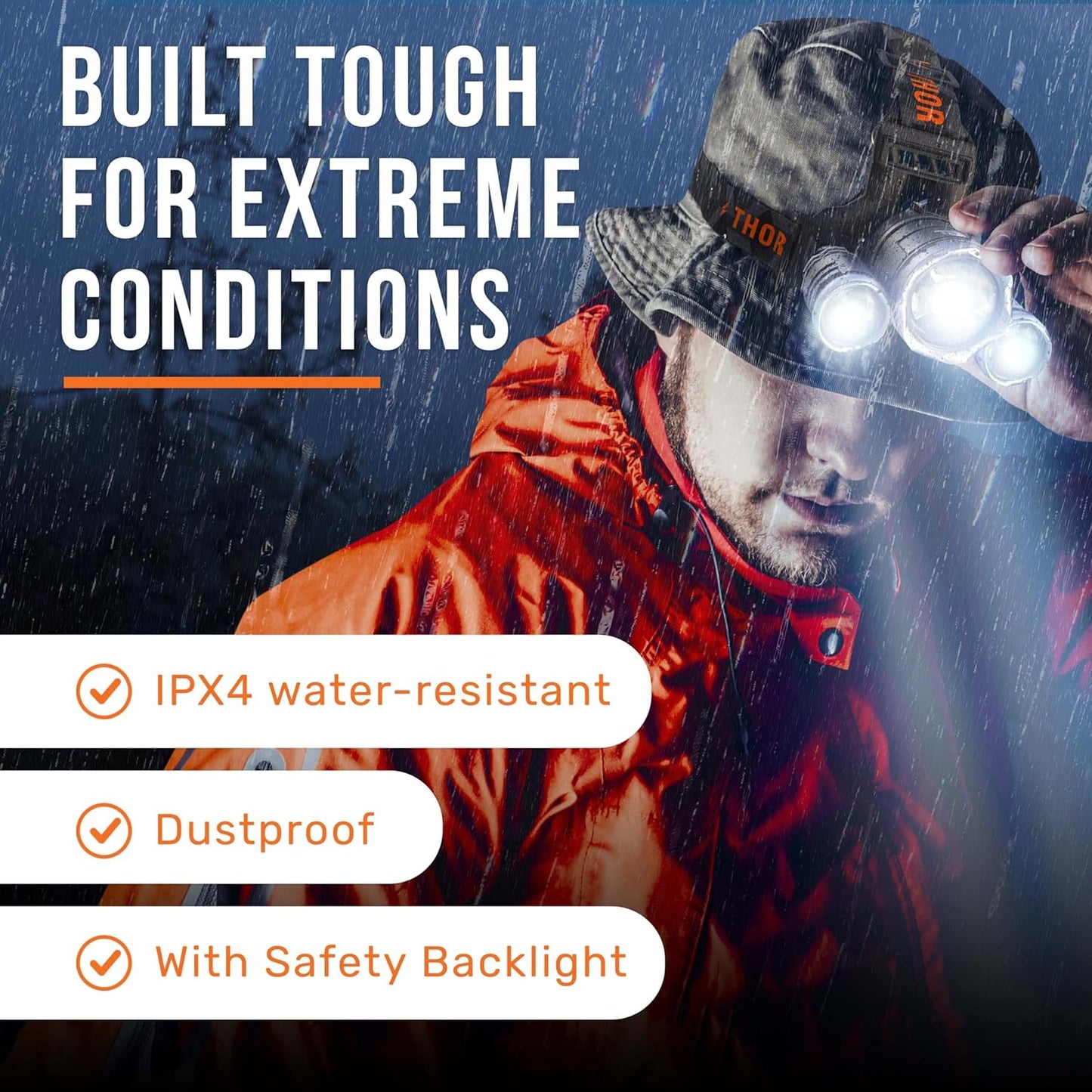TDC Head Lamp Led Rechargeable - Emergency Strobe Headlamp for Power Outages and Storm Shelters