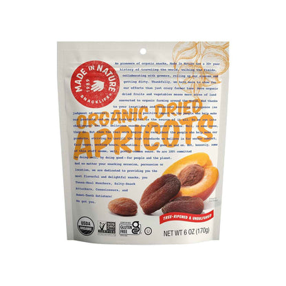 Made In Nature Organic Dried Apricots – Clean Eating Snack for Home Office and Gym Bag, 6 oz Pouch
