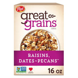 Great Grains Raisin Date Pecan Breakfast Cereal – Fiber Rich Non-GMO Cereal for Cholesterol Conscious Adults, 16 oz