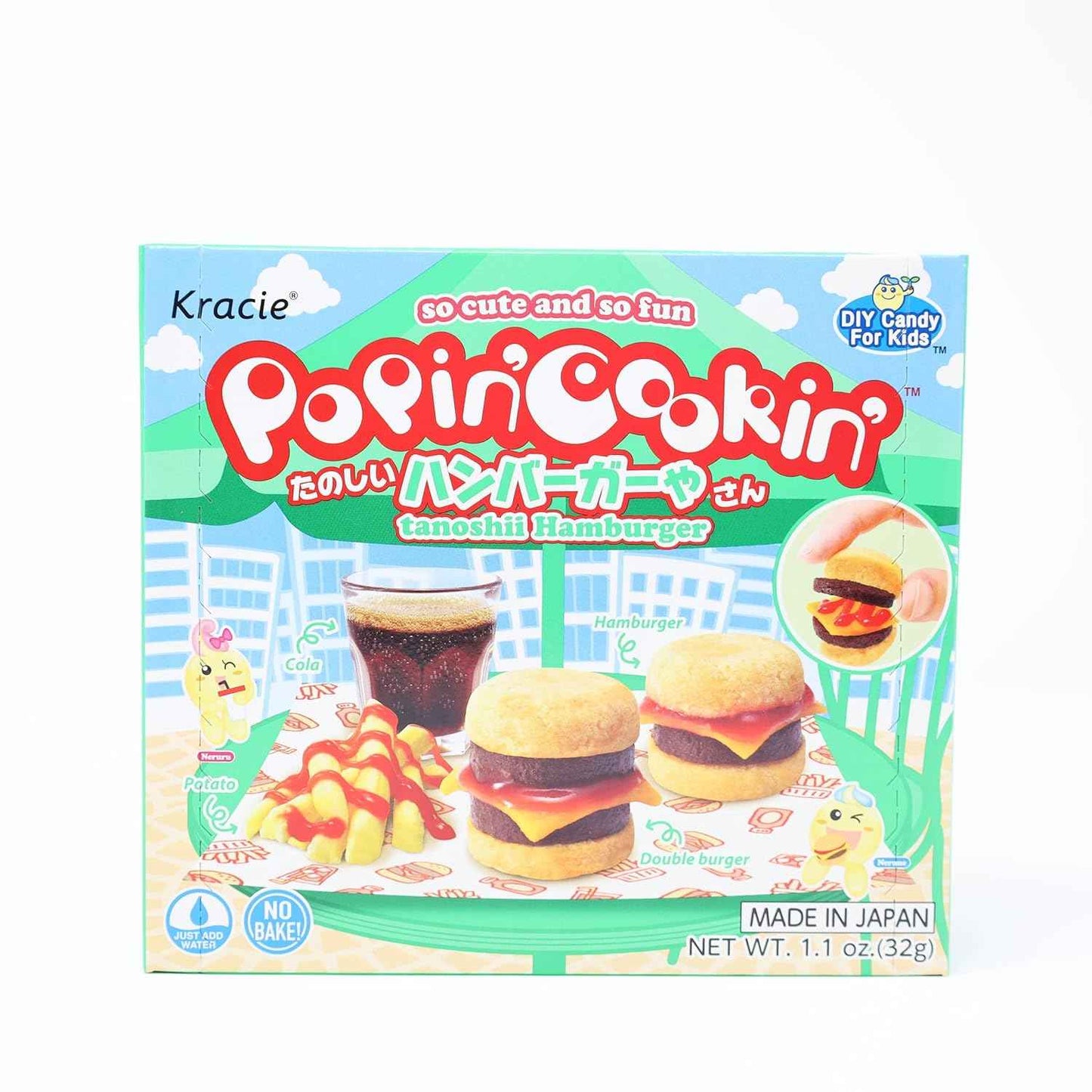 Kracie Popin' Cookin' DIY Candy Hamburger Kit – Kawaii Stocking Stuffer and Small Novelty Gift Imported from Japan