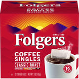 Folgers Coffee Singles – Quick Desk-Side Coffee for Focused Work Mornings, 19 Count Box