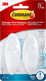 Command Bath Large Towel Hook Value Pack – Minimalist Bathroom Hooks for Intentional Small Space Living