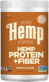 Just Hemp Foods Hemp Protein Powder Plus Fiber – Quick Plant Protein for Home Office Smoothie Breaks, 16 oz