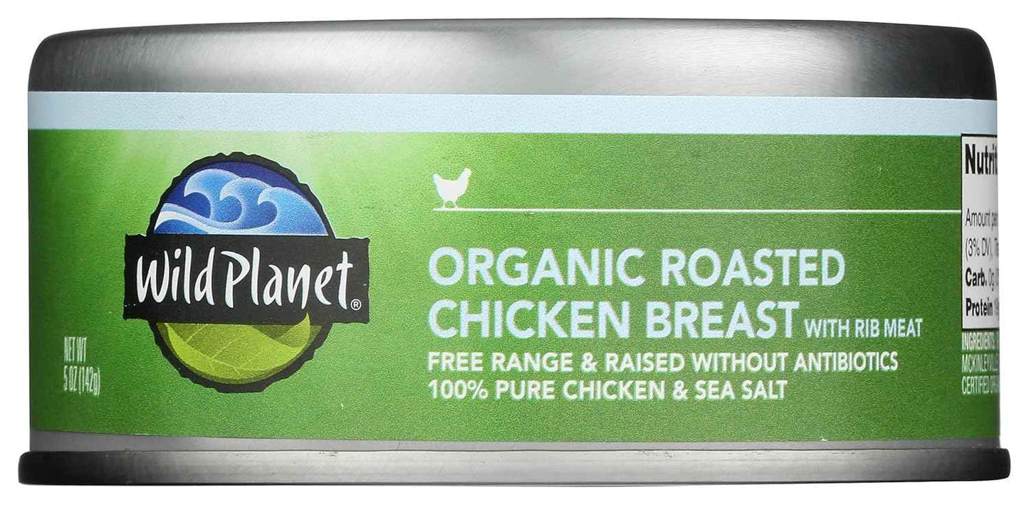 Wild Planet Organic Roasted Chicken Breast – Clean Lunchbox Protein for School and Daycare, 5oz Can