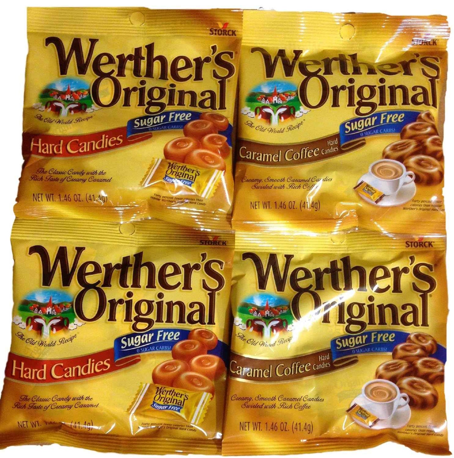 Werther's Original Sugar-Free Caramel Coffee Hard Candy Bundle – Low-Calorie Desk Snack for Afternoon Focus