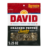 DAVID Jumbo Sunflower Seeds Cracked Pepper – Office Desk Snack to Curb Afternoon Hunger and Stay Focused, 5.25 oz Bag