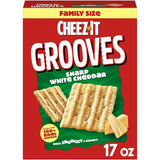 Cheez-It Grooves Crunchy Cheese Crackers – Travel-Friendly Sharp White Cheddar Snack for Rest Stops, Picnics, and Tailgates, 3.25oz 6-Pack