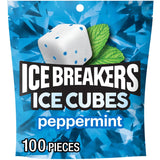 ICE BREAKERS Ice Cubes Peppermint Sugar Free Chewing Gum, 100 Pieces – Bedside Nightstand Freshener for Denture Wearers and Dry Mouth Relief