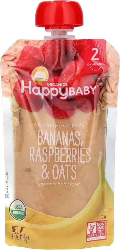 Happy Baby Organics Stage 2 Baby Food Pouch – BPA Free, Resealable Snack with No Refrigeration Needed Until Opened, 4 oz