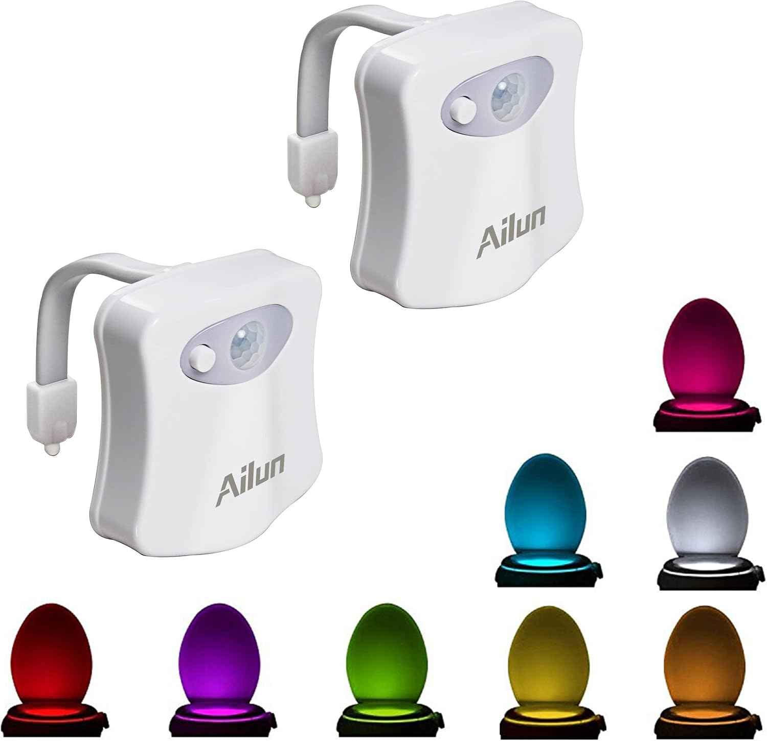 Ailun Toilet Night Light 2-Pack – Funny Housewarming Gift and White Elephant Gag Gift for Bathroom Decor Lovers