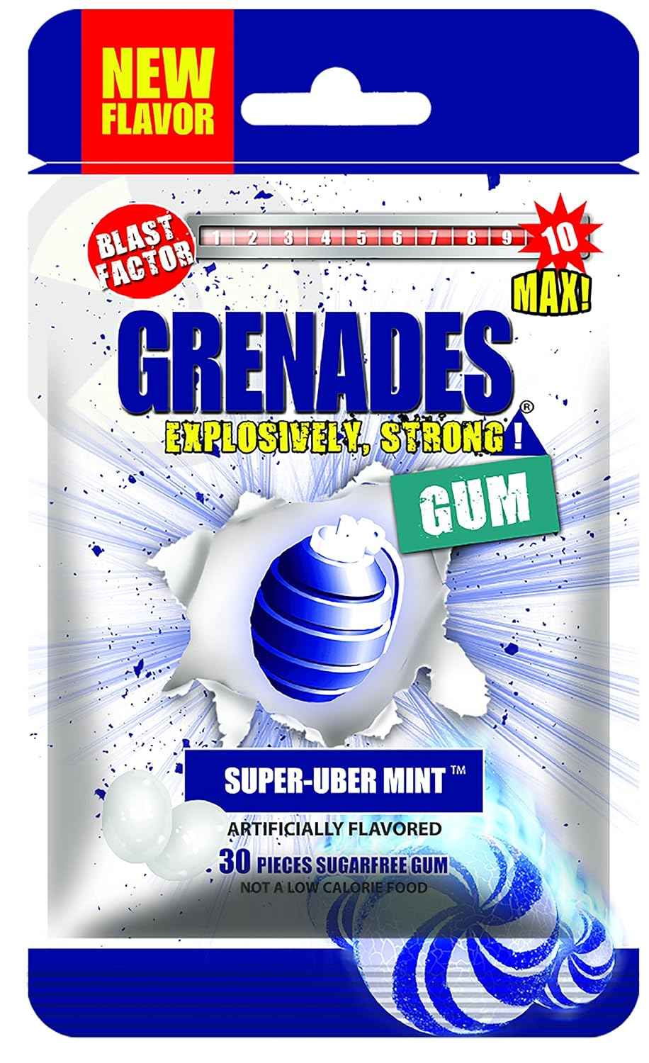 Grenades Gum Peppermint Bang 30ct – Portable Breath Freshener for Camping and Rest Stops
