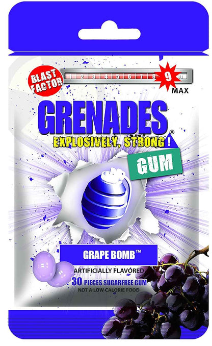 Grenades Gum Peppermint Bang 30ct – Portable Breath Freshener for Camping and Rest Stops