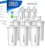 AQUA CREST Replacement for Brita Filter – Practical Housewarming Gift for New Homeowners, 6-Pack Supply