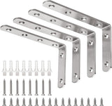 YUMORE Heavy Duty Shelf Bracket – Solid Stainless Steel L Brace for Home Office Wall Storage, 90 Degree Accuracy, 4 Pack