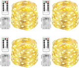 Homemory 4-Pack Battery Operated Fairy Lights – Flameless String Lights Safe for Bedroom Sleep, Kids Room, and Pet Areas