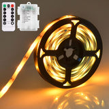 Cordless Battery LED Strip Lights Waterproof 9.8ft for Patio Camping Boat Bike with Remote Timer