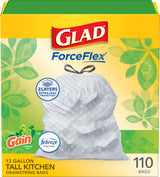 Glad ForceFlex Tall Kitchen Trash Bags, 13 Gallon – Family Kitchen Must-Have, Leak-Proof for Busy Homes
