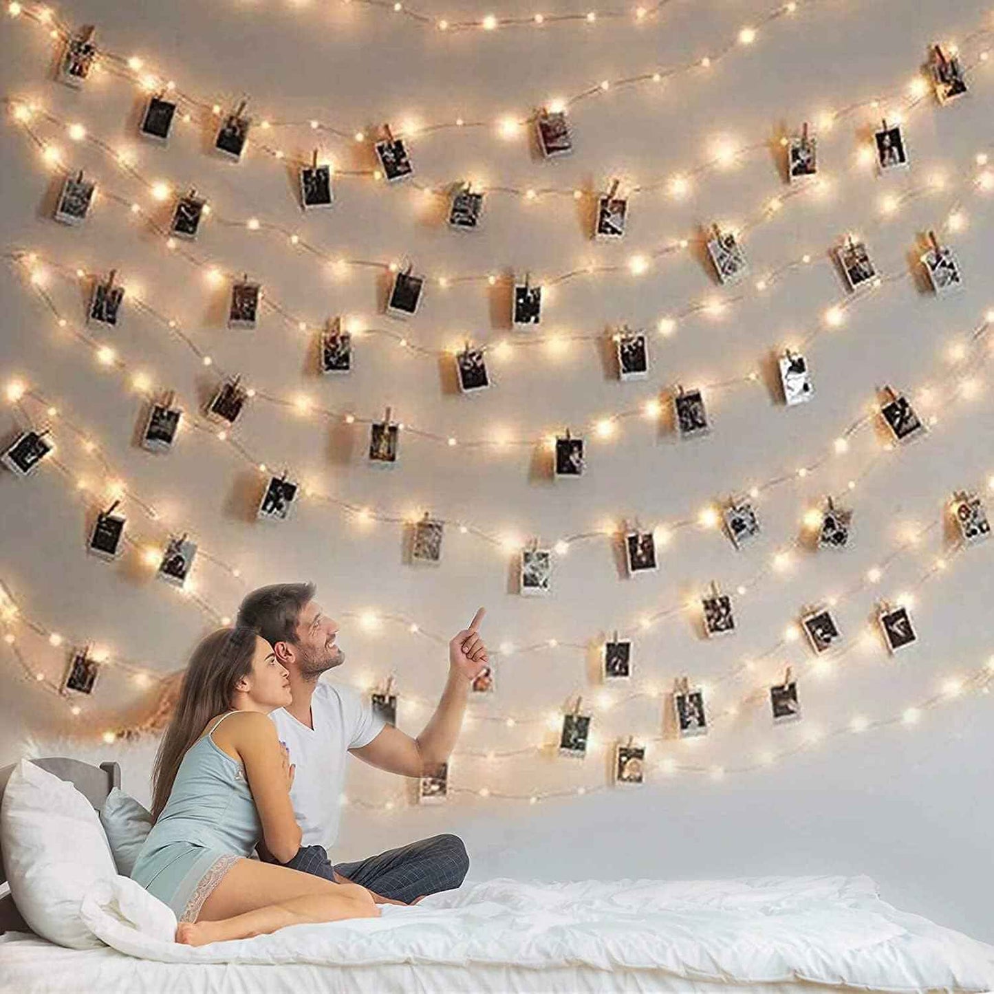 GloDream 33Ft Photo Clip String Lights - Thoughtful Birthday Gift for Her with 100LED Warm White Glow and 50 Photo Clips for Memory Display