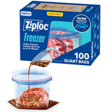 Ziploc Quart Freezer Bags Grip 'n Seal – Bulk Meal Prep Storage for Busy Home Cooks, 100 Count