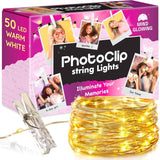 Mind-Glowing Photo Clips String Light - Bedroom Wall Decor with Warm 3000K Glow, 50 LED Picture Display String for Cozy Aesthetic