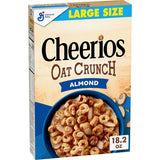 Cheerios Oat Crunch Almond Cereal – High Fiber Pantry Staple for Clean Eating and Self Care Mornings, 24 oz