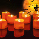 Homemory Child Safe LED Tea Lights Orange 12 Pack — Cool Touch Battery Candles for Kids Bedrooms Nursery and Halloween Pumpkin Carving