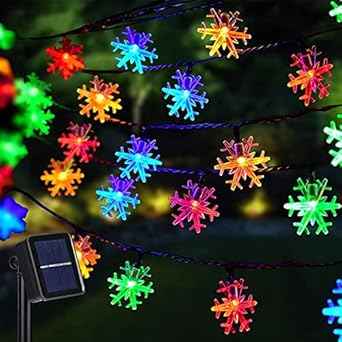 Dazzle Bright 100 LED Solar Snowflake Lights – 39FT Christmas Stocking Stuffer & Housewarming Gift, Solar Powered LED String Lights