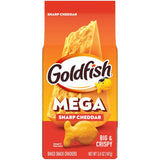 Pepperidge Farm Goldfish Mega Bites Sharp Cheddar Crackers – Office Desk Drawer Snack for Workday Focus