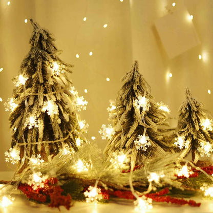 LuminHaus Snowflake String Lights – Clean Scandinavian Home Accent, Warm White LED Lights for Neutral Interiors