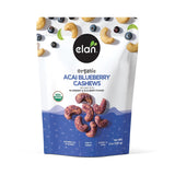Elan Organic Acai Blueberry Cashews – Housewarming and Hostess Present for Health-Conscious Friends, 5.3 oz Elegant Glazed Nut Bag