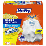 Hefty Ultra Strong 13 Gallon Trash Bags – Fabuloso Lemon Scent for Self-Care Kitchen, Continuous Odor Control for Mindful Cooking Spaces