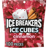 ICE BREAKERS Ice Cubes Cinnamon Sugar Free Chewing Gum Pouch – Camping and Road Trip Breath Freshener for Long-Distance Travelers