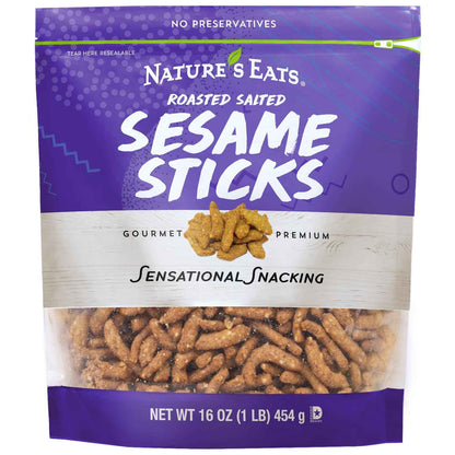 Sesame Sticks 16oz – Kid-Friendly Lunchbox Snack for Grandkids, Small Crunchy Sticks in Resealable Bulk Bag