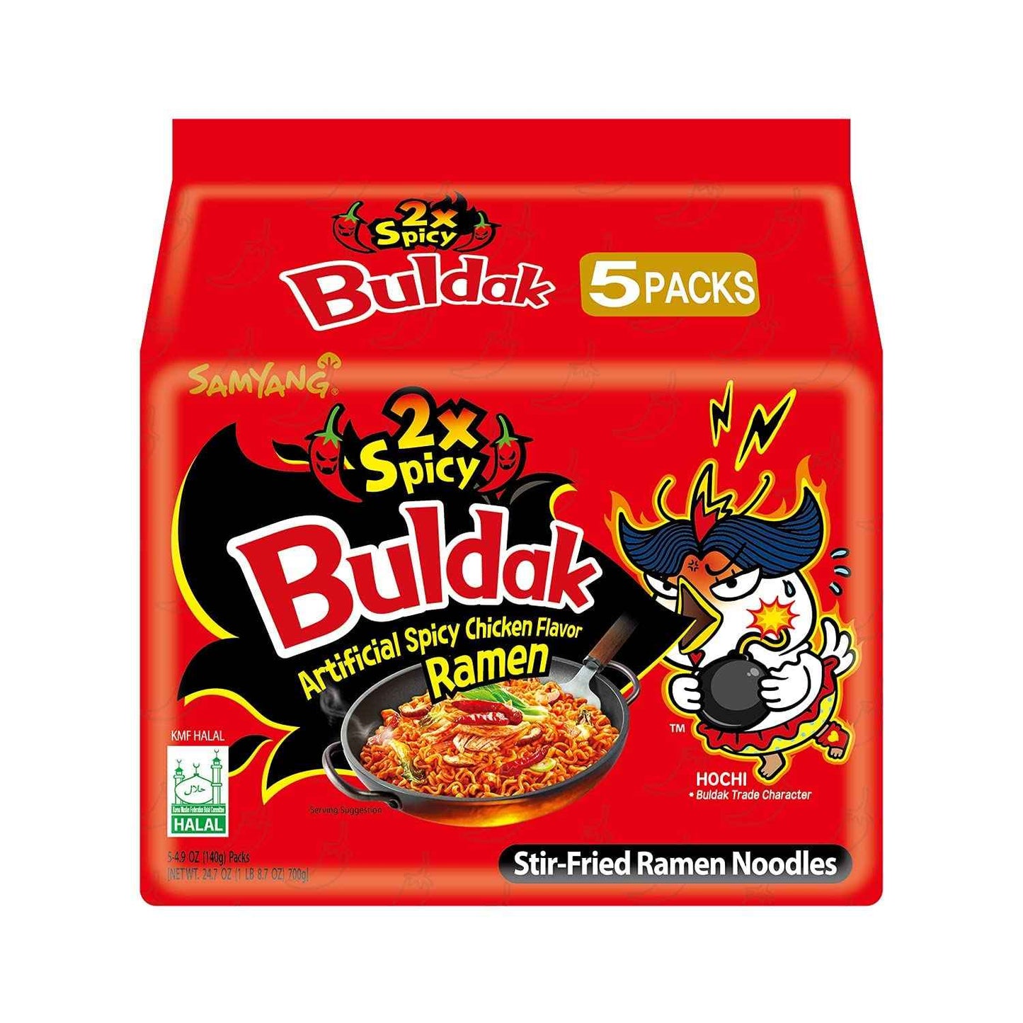Samyang Buldak 2X Spicy Ramen – Lightweight 5-Pack for Camping and Road Trip Dinners