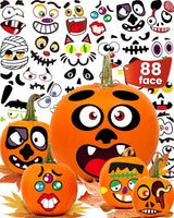 Greingways Reusable Pumpkin Face Stickers for Children, Mess-Free Halloween Craft Activity for Kitchen Table and Kids' Room Art Projects