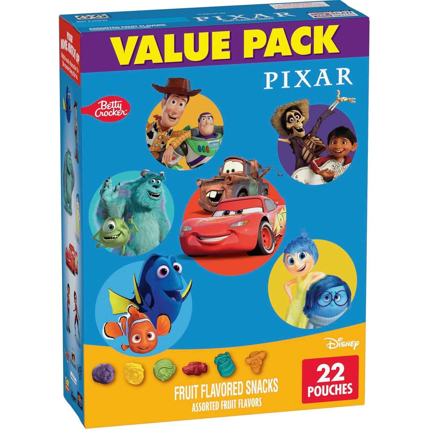 Disney Pixar Fruit Flavored Snacks – Better for You Gummy Treats for Mindful Snacking, No Artificial Colors Pouches, 17.6 oz
