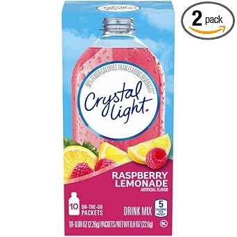 Crystal Light Powdered Drink Mix – Portable Hydration for Busy Workdays and Long Meetings, Raspberry Lemonade