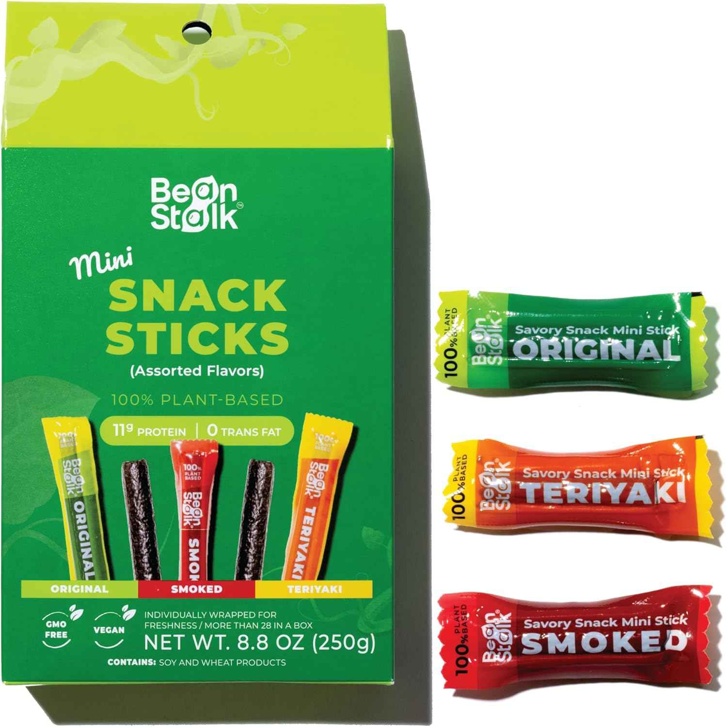 Bean Stalk Savory Vegan Mini Snack Sticks - Assorted Flavors - Thoughtful Plant-Based Gift for Vegan Friends and Family