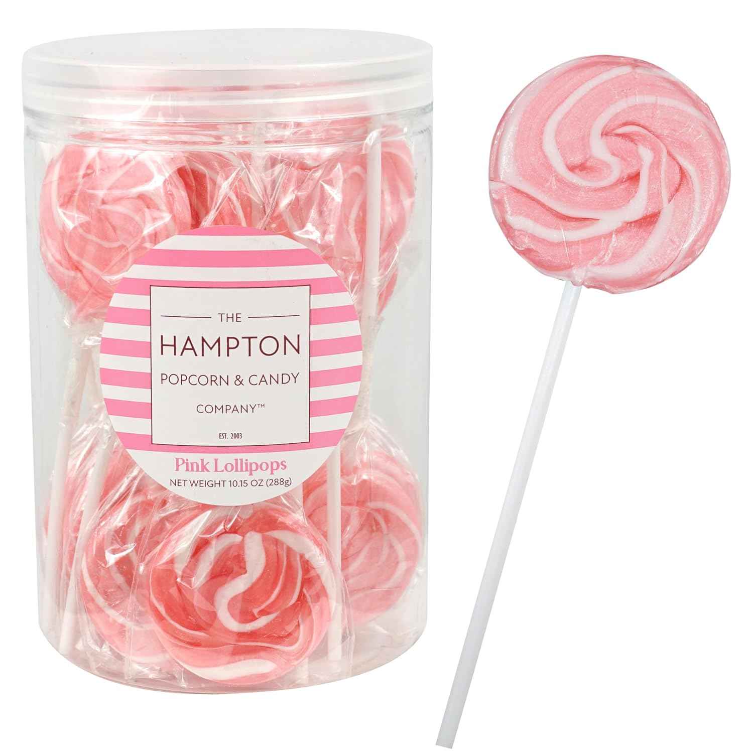Hampton Popcorn & Candy Company Swirl Lollipops 24 Pack – Nostalgic Birthday Gift for Mom and Candy Buffet Hostess Favor