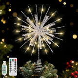 Lewondr Snowflake Tree Topper – Cozy Christmas Bedroom Decor, 12.2in Lighted Xmas Topper with Glittered Epoxy Finish