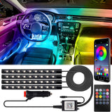 LED Car Interior Lights, Valentine's Day Gift for Car Lovers, 16 Million Color Music Sync Strip Lights with USB & Cigarette Lighter Adapter