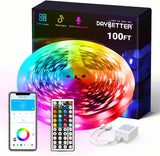 DAYBETTER 100ft LED Light Strips Housewarming Gift, Music Sync Color Changing Smart Lights for Living Room Party and Holiday Celebrations