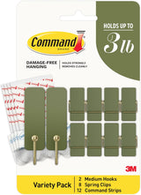 Command Sage Hook Set, Neutral Tone Damage Free Hooks for Clean Simple Christmas Decor and Uncluttered Spaces