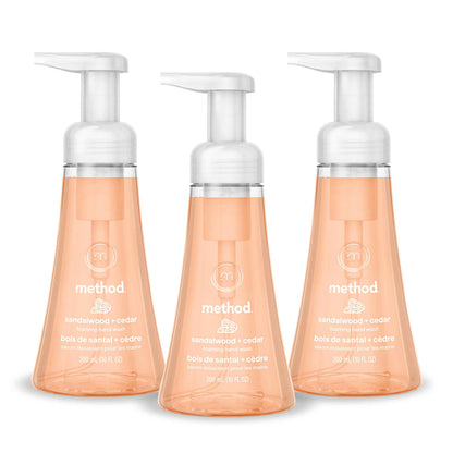 Method Foaming Hand Wash Sandalwood Cedar – Thoughtful Housewarming Gift for New Homeowners, 3 Pack Woodsy Hand Soap Set