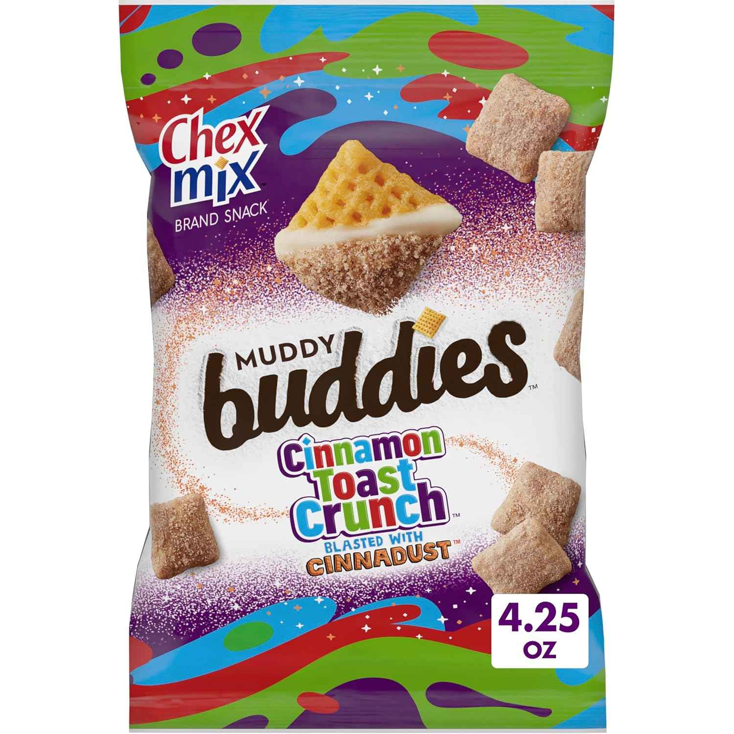 Chex Mix Muddy Buddies Cinnamon Toast Crunch Snack Mix – Kids' Birthday Party Bowl Mix, Pre-Portioned Sharing Bag