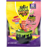 SOUR PATCH KIDS and SWEDISH FISH Halloween Candy Variety Pack for Kids Classroom Parties, Bulk 80 Trick or Treat Bags