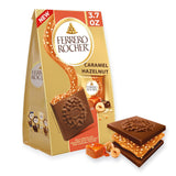 Ferrero Rocher Premium Caramel Hazelnut Chocolate Squares – Calm Wind-Down Snack for Quiet Nights and Cozy Reading Time, 3.7 oz