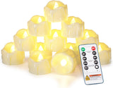 Homemory 1.58-Inch Timer Tea Lights – Uncluttered Neutral Living Room Decor with Clean White Base and Flicker Glow