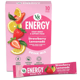 V8 Energy Strawberry Lemonade Energy Drink Powder for Hiking and Trail Days, TSA Friendly Packets